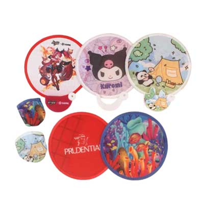 摺疊飛盤扇摺疊扇子帶柄